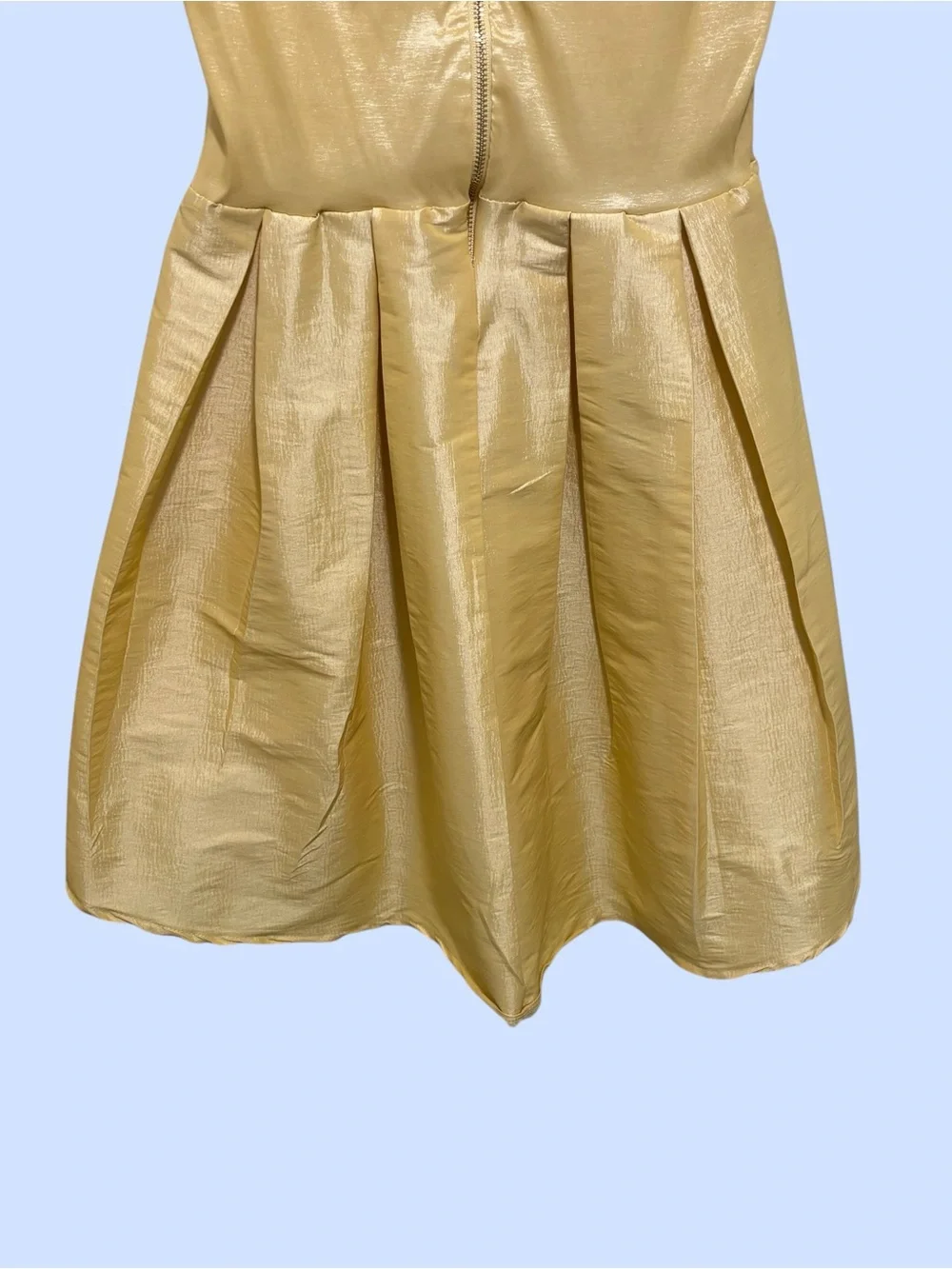 Metallic Gold Girls' Party Dress - Sleeveless Pleated Skirt Size L